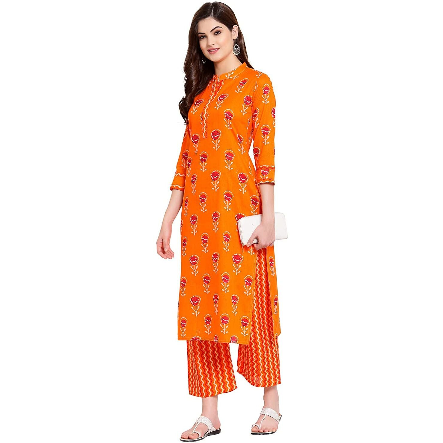 ANNI DESIGNER Women's Cotton Straight Kurta with Pant (Ati_Multicolored_L_Multicolored_Large)