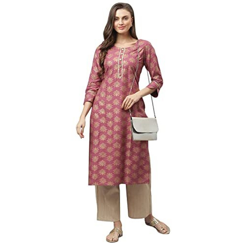 Stylum Women's Rayon Straight Kurta (Wine, 3XL)