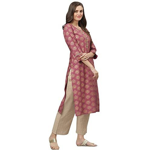 Stylum Women's Rayon Straight Kurta (Wine, 3XL)