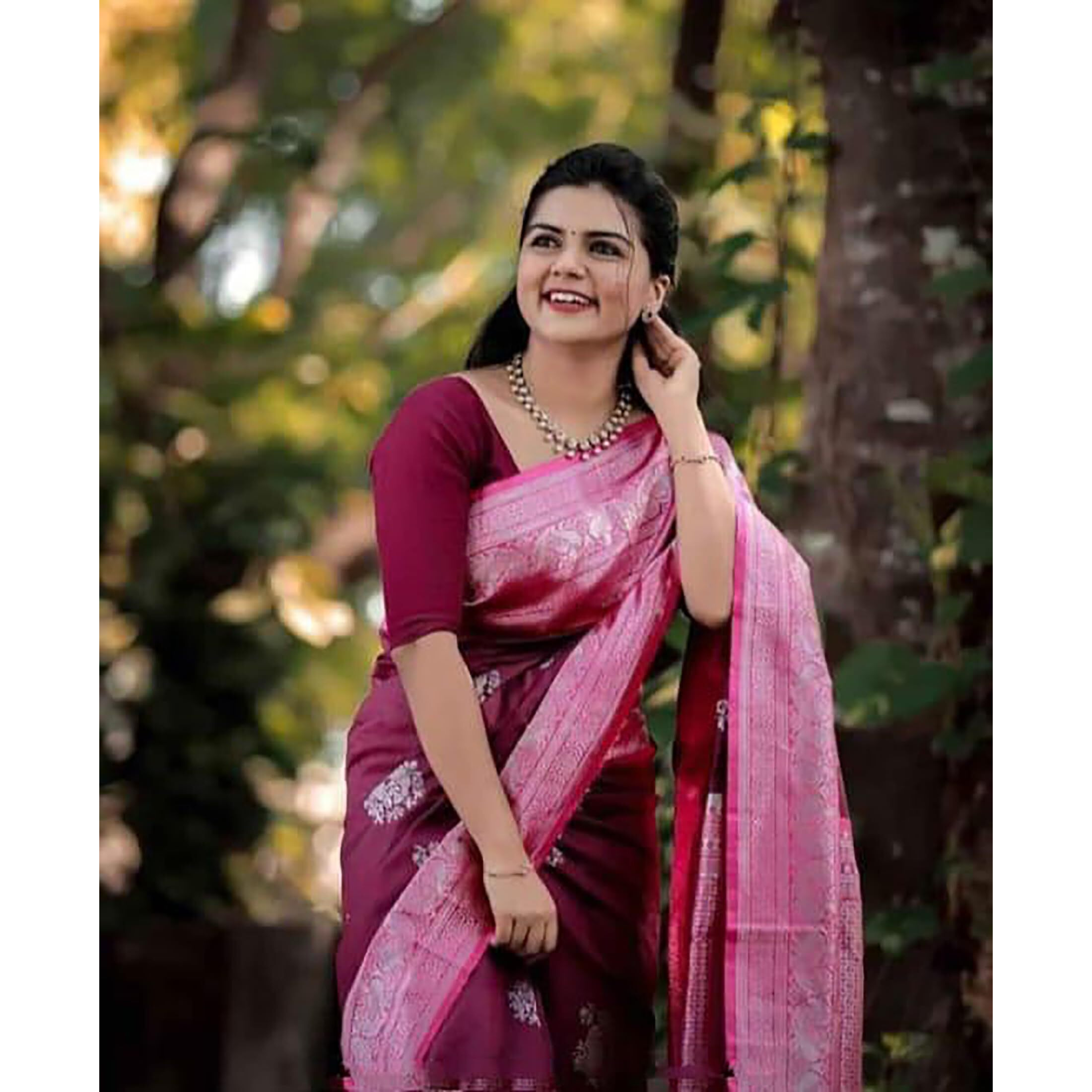 Anjaneya Sarees Banarasi Silk Woven Designer Saree (Purple)