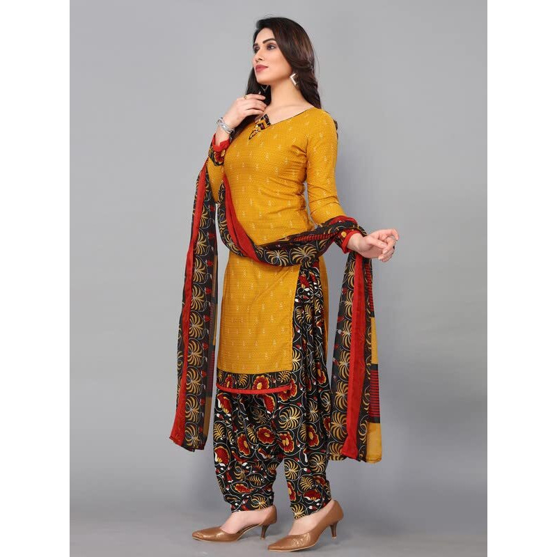 SICHI Women's Printed Crepe Unstitched Dress Material(1183D1341N_Yellow2)