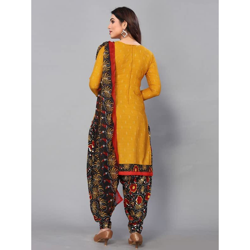 SICHI Women's Printed Crepe Unstitched Dress Material(1183D1341N_Yellow2)