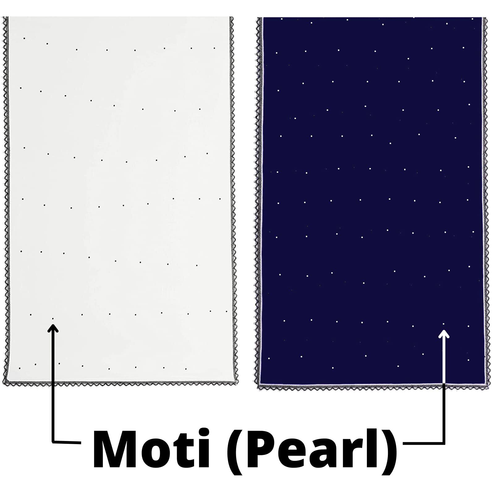 KEMZA Women's Solid Moti Work Chiffon Dupatta (White-Navy Blue) Combo Pack of 2 | Jaipuri Perl Work Dupatta