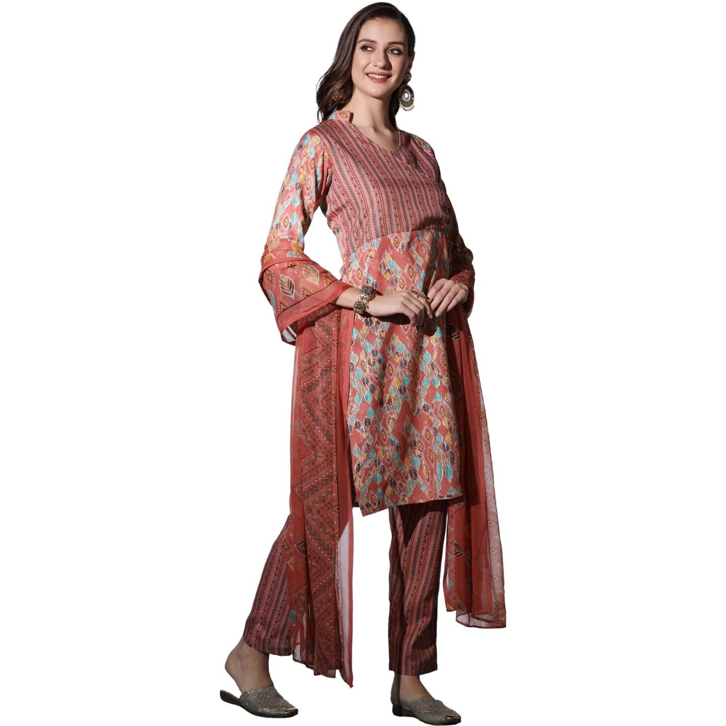 GRECIILOOKS Womens Cotton Straight Regular Fit Kurta Set (Pink, XX-Large)