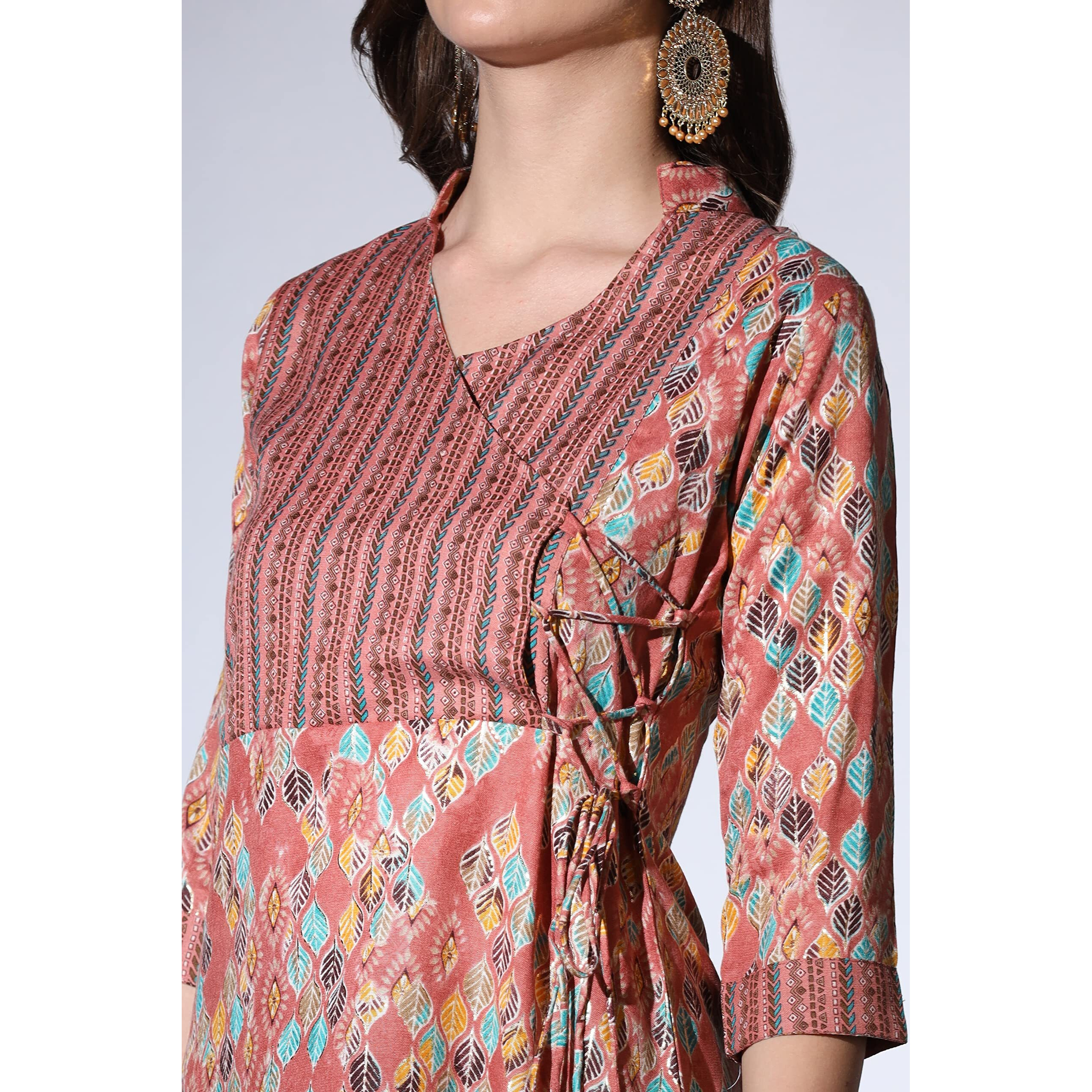 GRECIILOOKS Womens Cotton Straight Regular Fit Kurta Set (Pink, XX-Large)