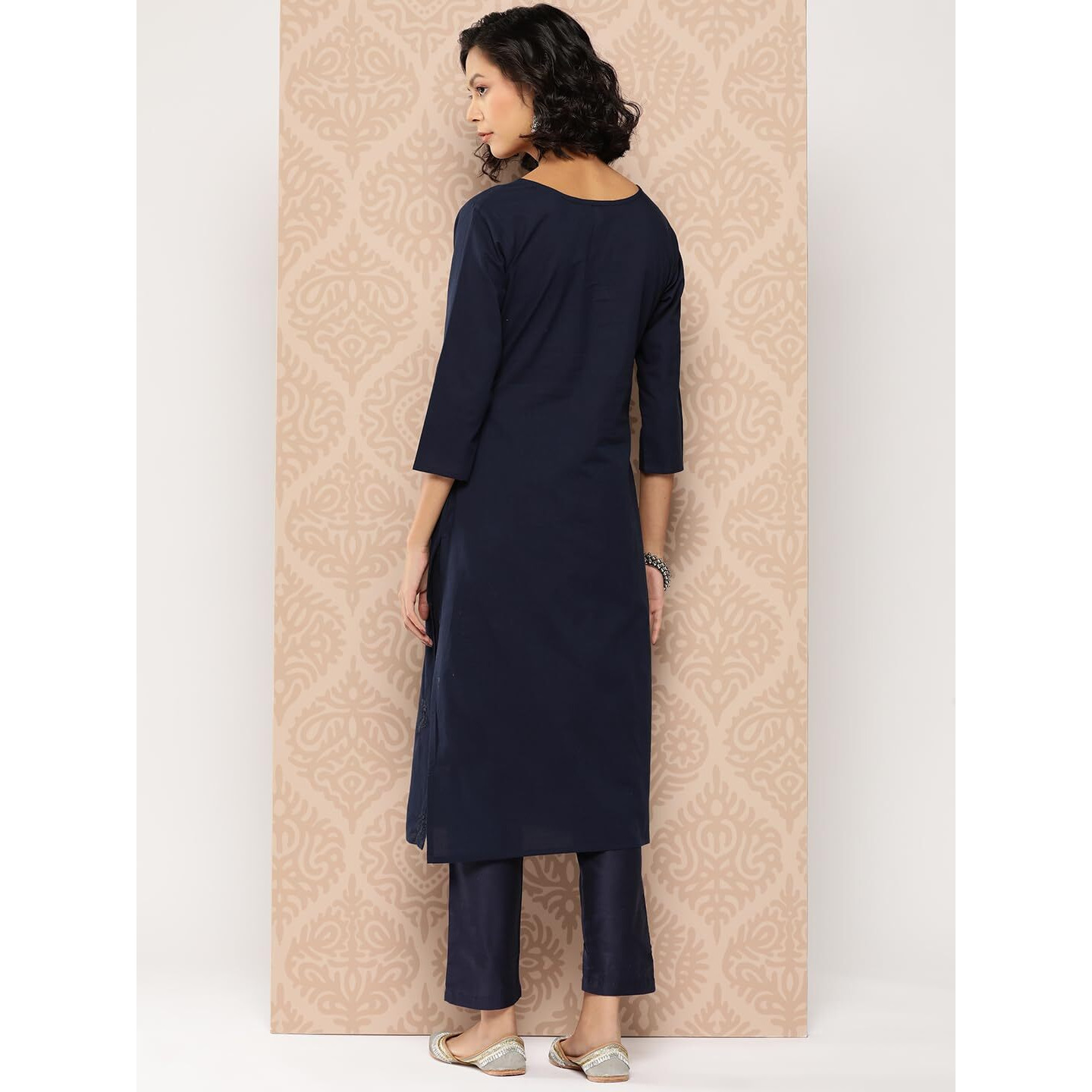 YUFTA Women Blue Floral Straight Kurta_(1285KURBL_S)