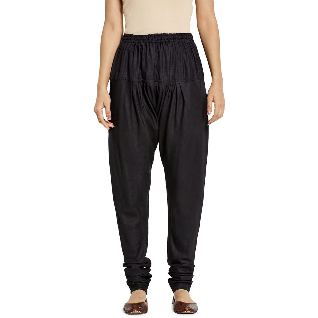 Fabindia Women Blend Drawstring Churidar Viscose_XL Black