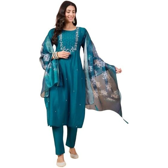 ACINOS Printed Viscose Rayon Fabric Straight Kurta, Pant and Dupatta Set