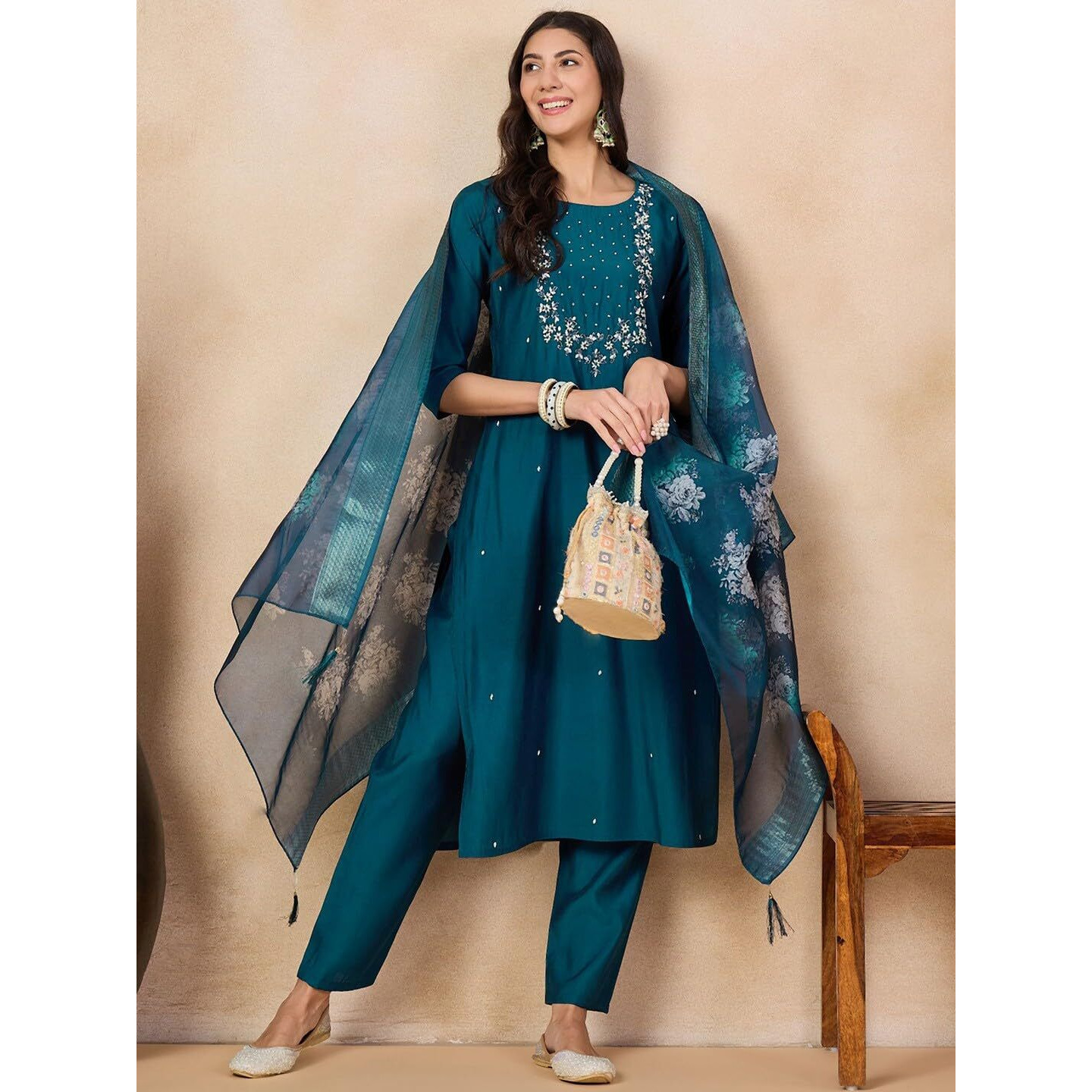 ACINOS Printed Viscose Rayon Fabric Straight Kurta, Pant and Dupatta Set