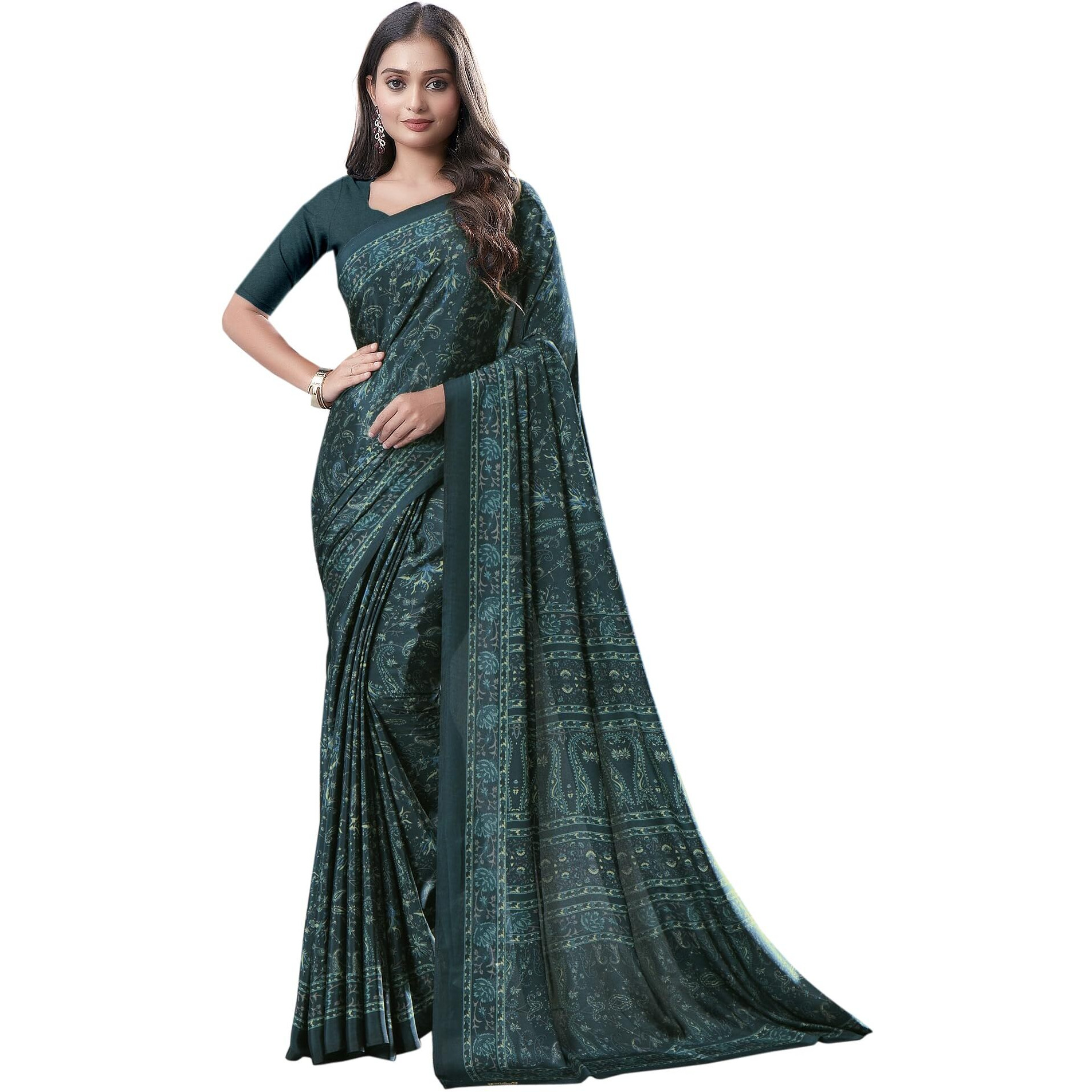 Jaanvi fashion Printed Crepe Silk Saree With Blouse Piece (pearl-silk-vol-1-14004-a-v)