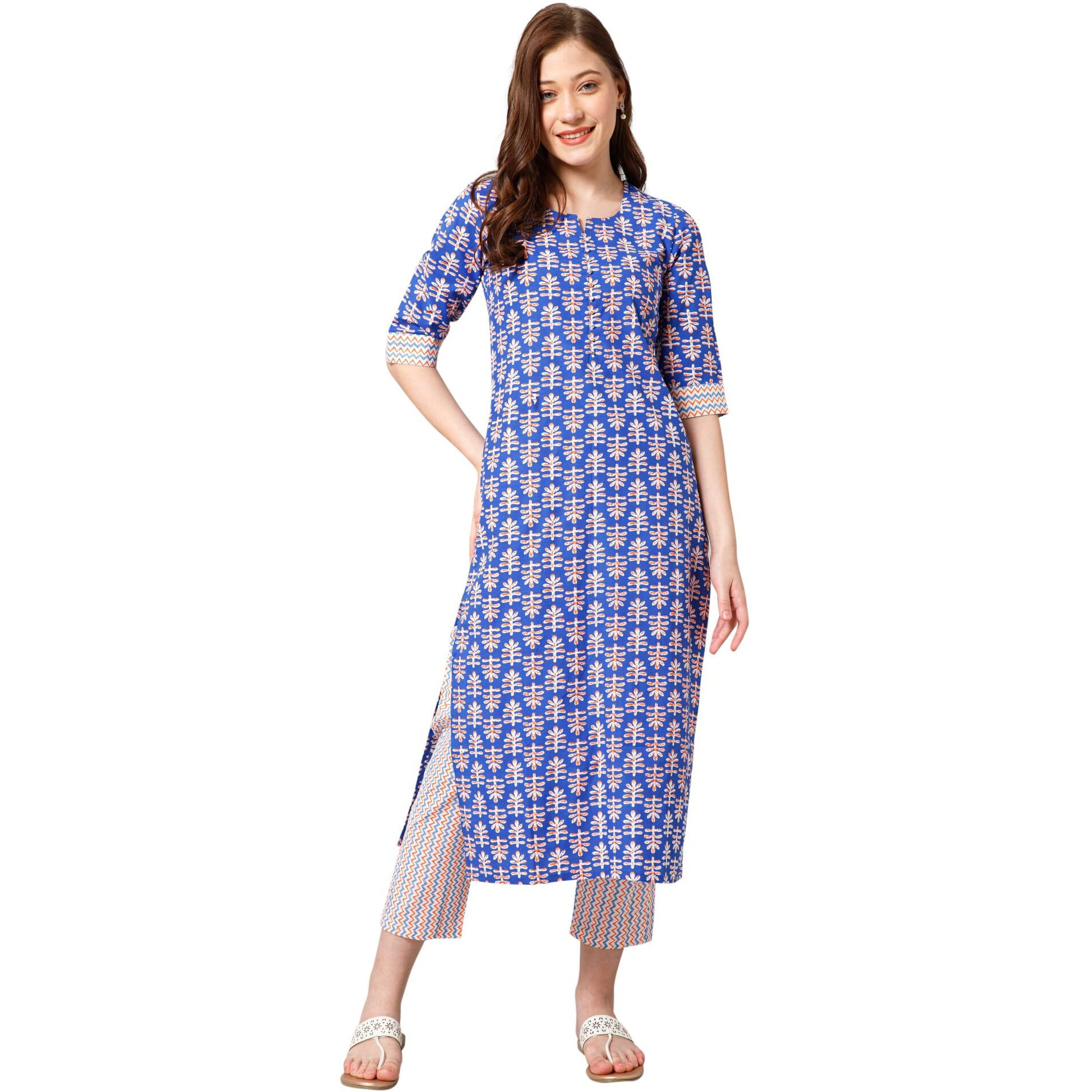 Bee M Pee Designer Cotton Kurta set With Pant for Women | Women Kurta Sets Kurtis | Women Kurta Pant Set | Women Kurta Pant Set Women Kurti Set with Pant | Women Kurti Set with Pant Cotton (XXL)