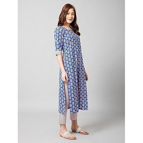 Bee M Pee Designer Cotton Kurta set With Pant for Women | Women Kurta Sets Kurtis | Women Kurta Pant Set | Women Kurta Pant Set Women Kurti Set with Pant | Women Kurti Set with Pant Cotton (XXL)