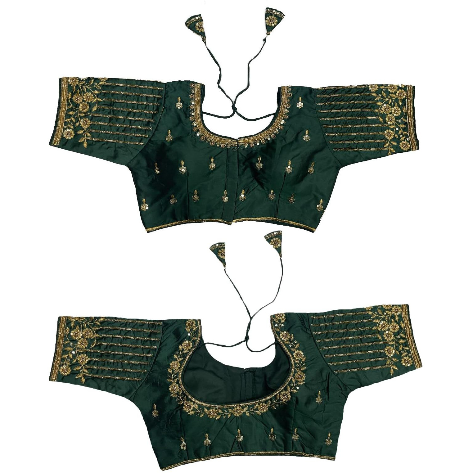 Vihu Fashion Women's Readymade Bridal Embroidery Blouse Multi Coding maggam Work moti Work Indian Ethnic Designer Stitched Readymade Saree Half Sleeve Green Blouse for Women for Saree Lehenga Choli