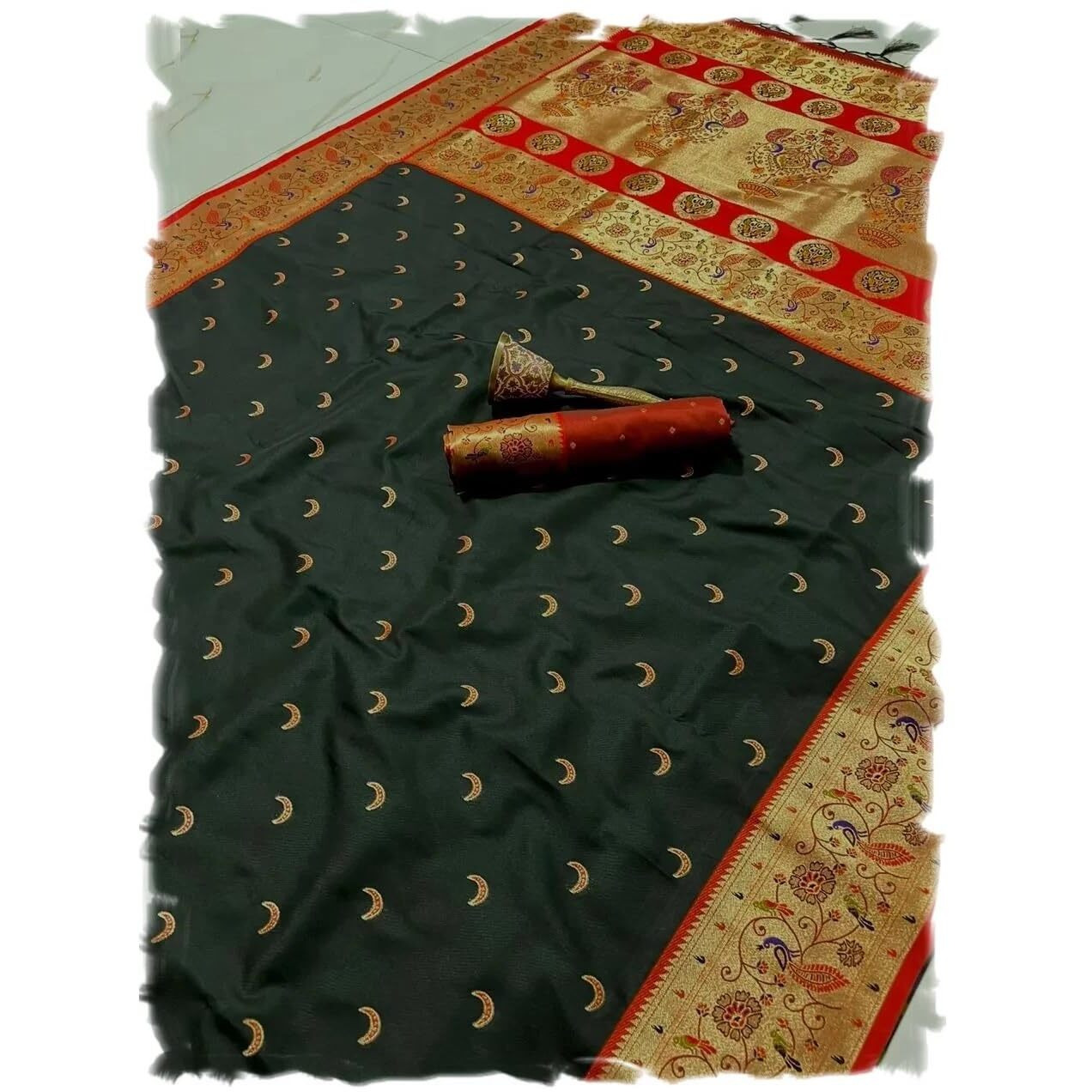 Panzora Woman's Pure Paithani Silk Saree With Unstitched Blouse Piece