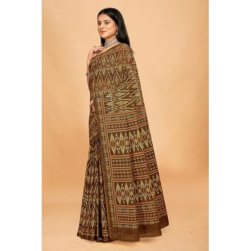Tamaira Fashion Women's Plain Cotton Saree (11541_Coffee