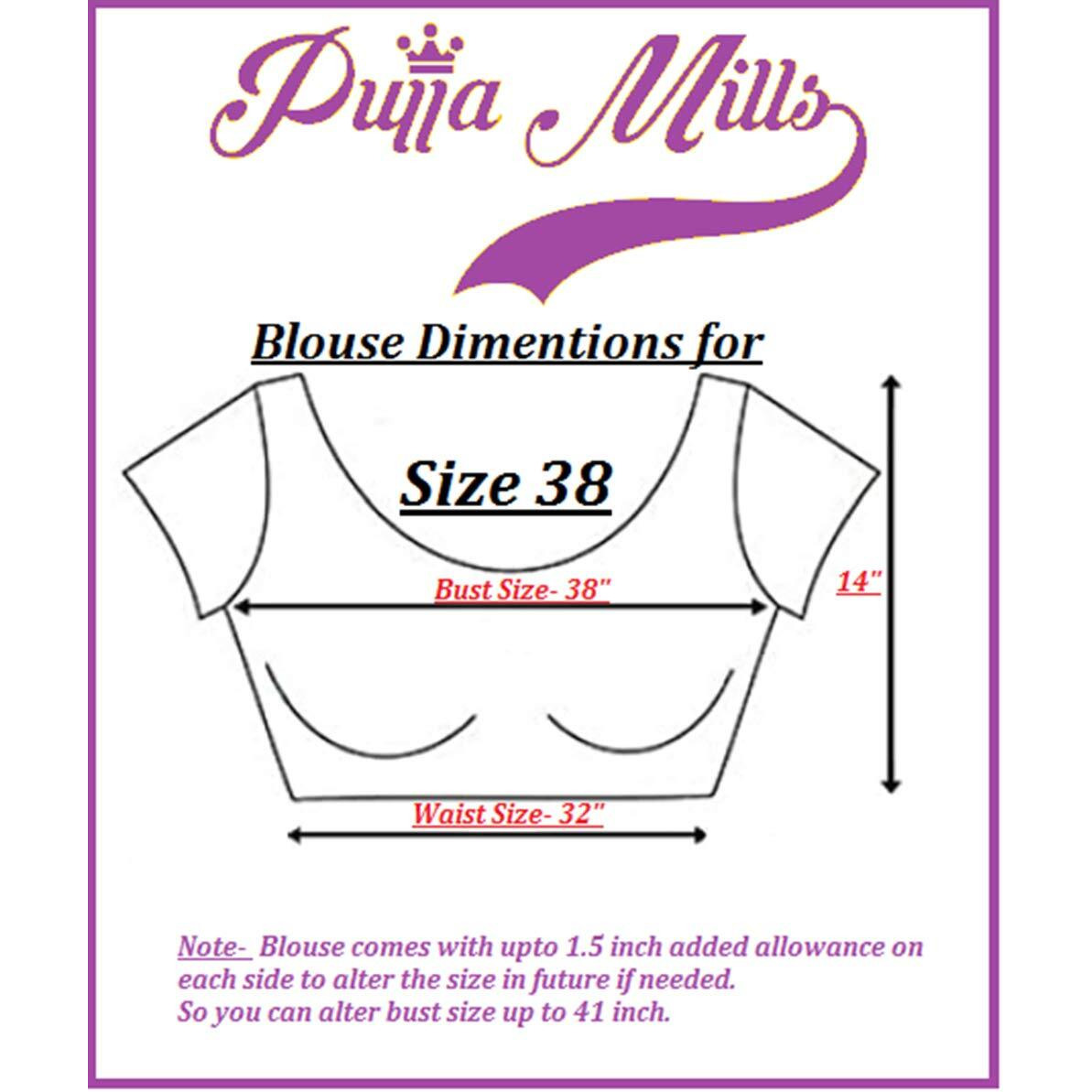 Pujia Mills Women's Silk Embroidery Coding Multi Work Readymade Saree Blouse (Bansi_Red_38)