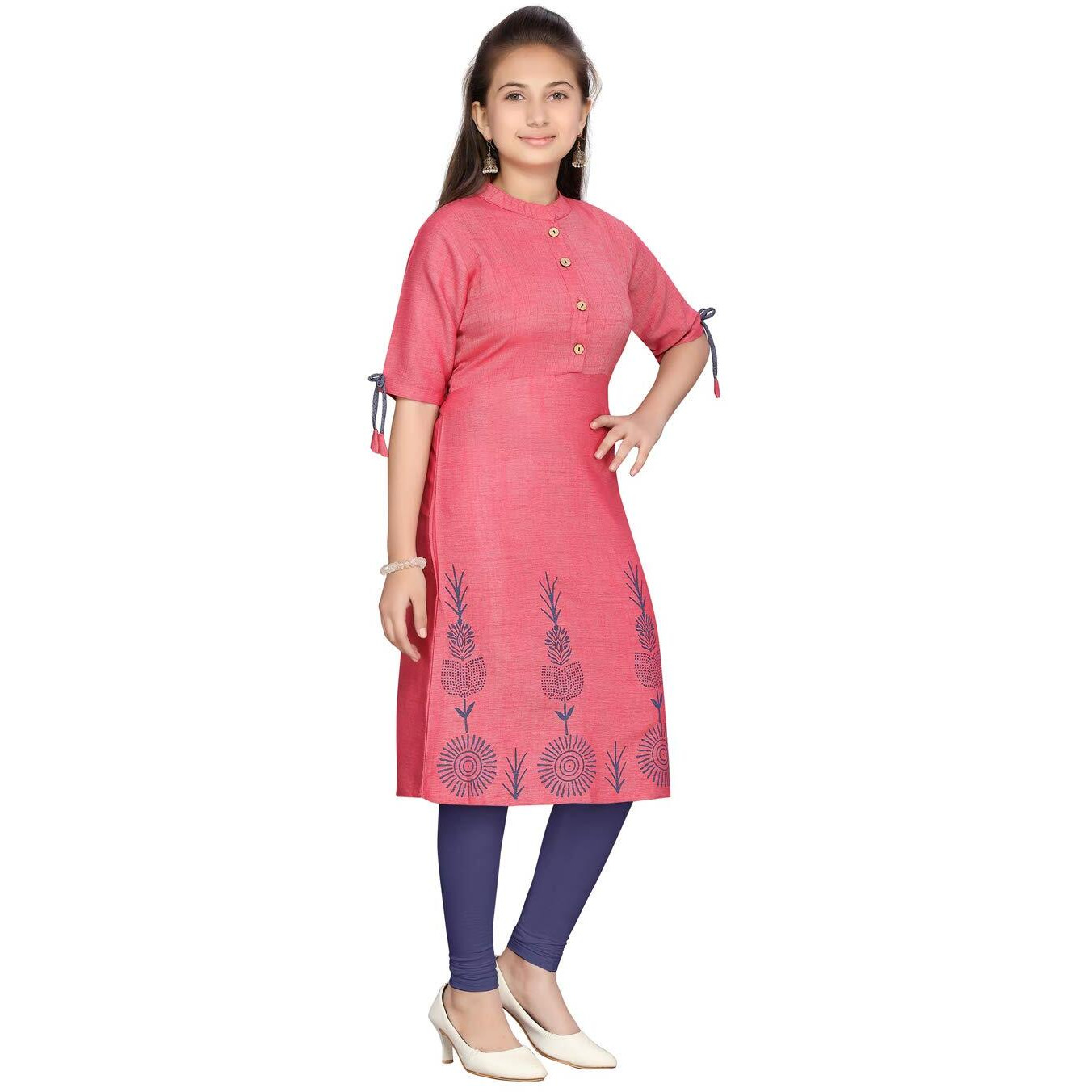 Aarika Girl's Cotton Regular Tunic Shirt (KURTI-K-42_Red_40)