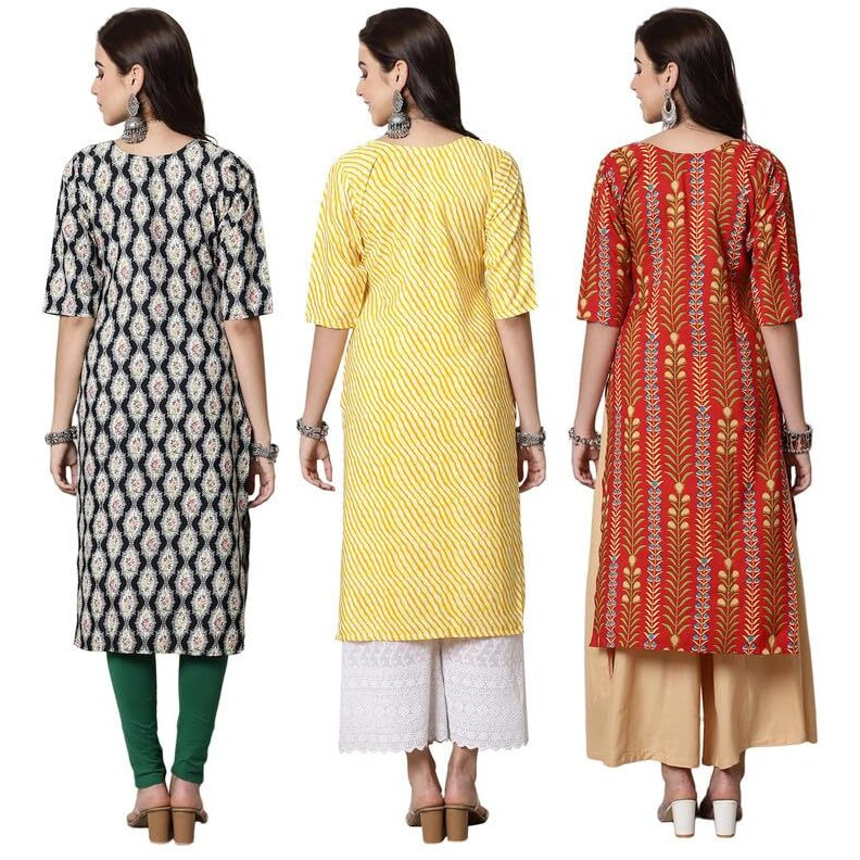 7Threads Kurti for Women || Printed Short Round Kurta for Women || Fancy Kurti || Formal Office Wear Kurtis for Women || Stitched Kurti (AMZ-450-433-441-L)