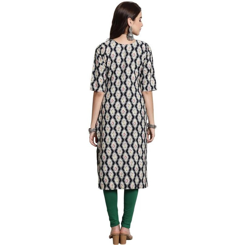 7Threads Kurti for Women || Printed Short Round Kurta for Women || Fancy Kurti || Formal Office Wear Kurtis for Women || Stitched Kurti (AMZ-450-433-441-L)