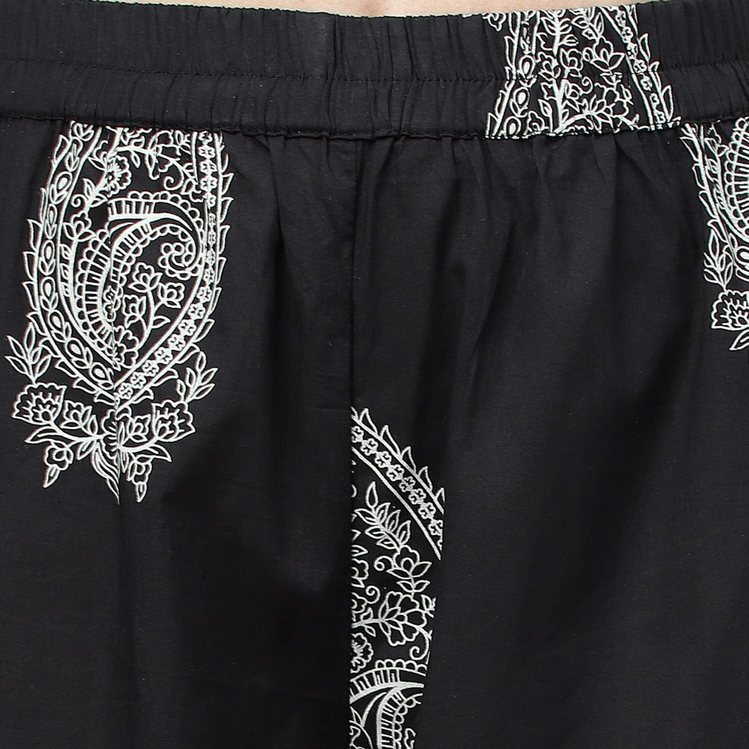 Divena Black Floral Cotton Straight Kurta Hem Cuffed Pant set