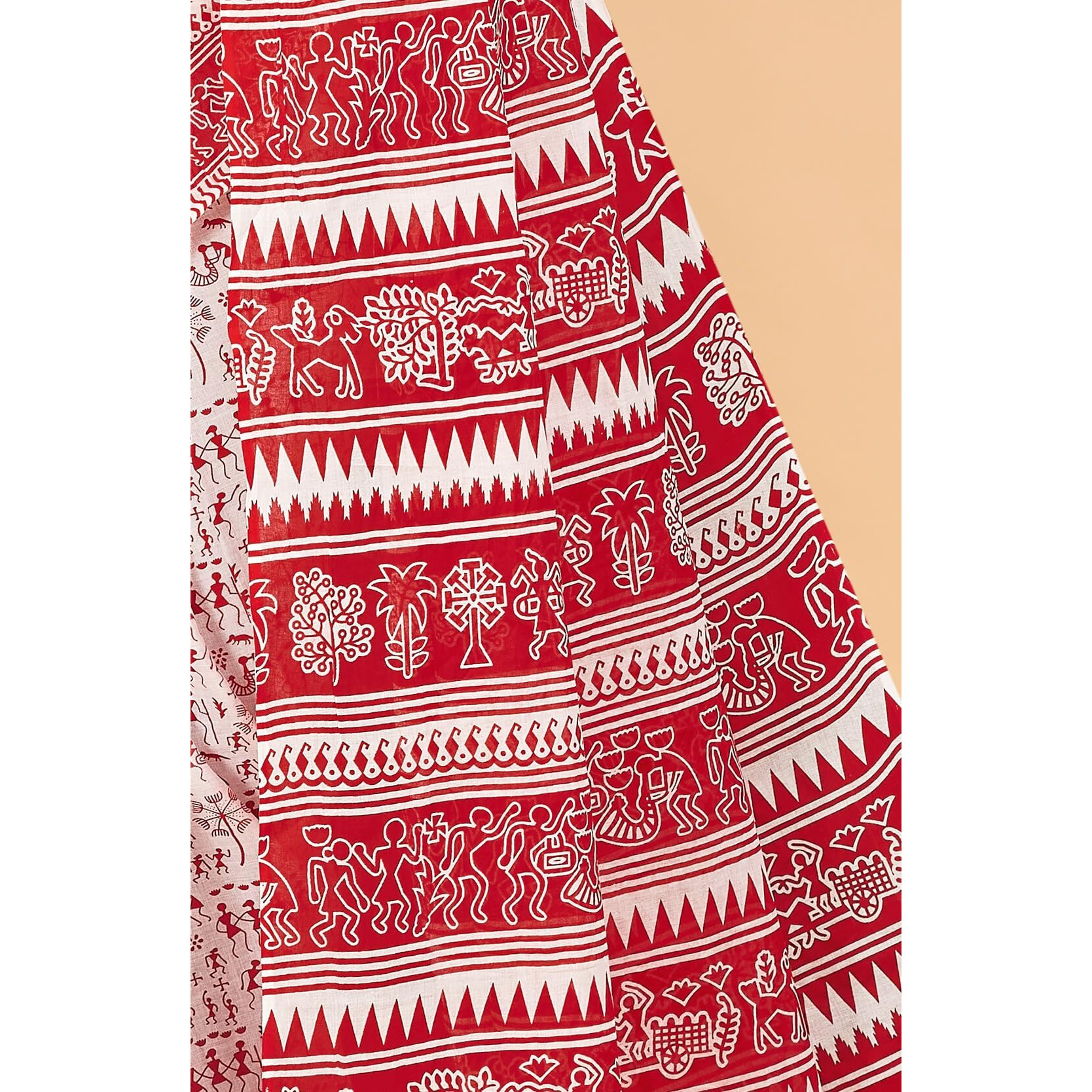 Tamaira Fashion Women's Plain Cotton Saree (2536_White&Red