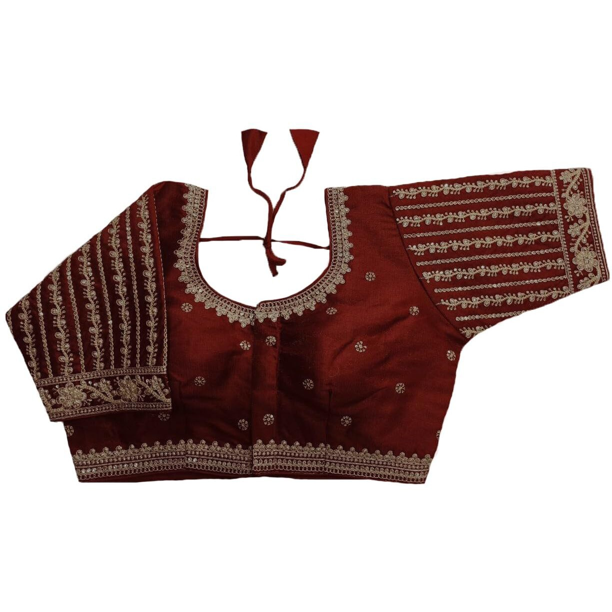 Vihu Fashion Women's Readymade Blouse Embroidery Multi Coding Gold Thread Indian Ethnic Designer Stitched Readymade Saree Half Sleeve Maroon Blouse for Women for Saree Lehenga Choli