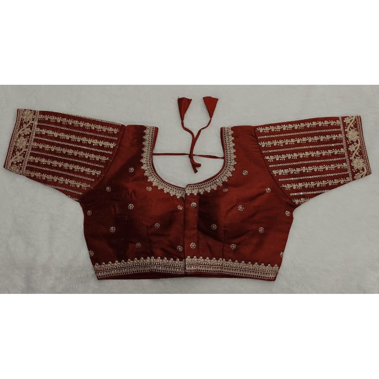 Vihu Fashion Women's Readymade Blouse Embroidery Multi Coding Gold Thread Indian Ethnic Designer Stitched Readymade Saree Half Sleeve Maroon Blouse for Women for Saree Lehenga Choli