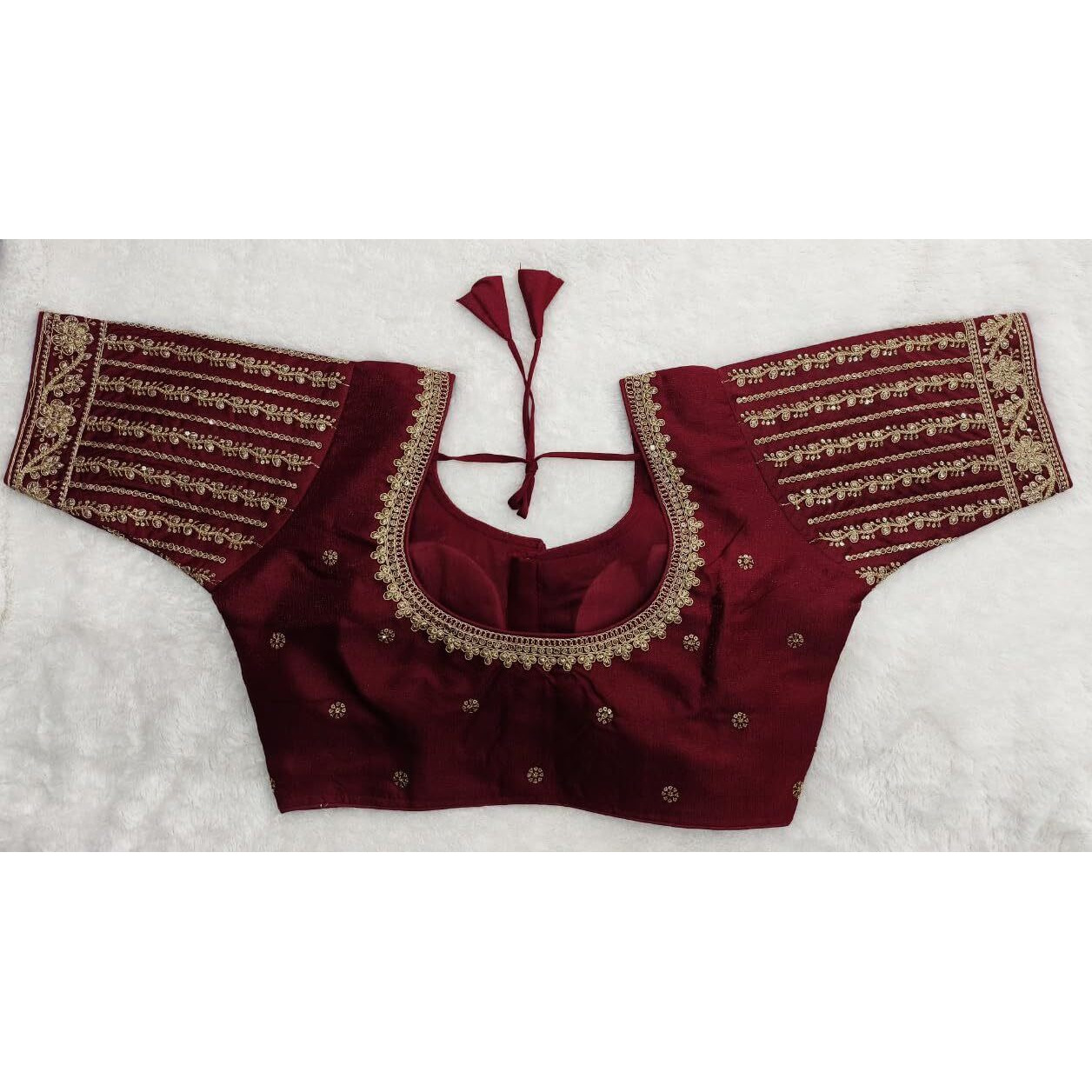 Vihu Fashion Women's Readymade Blouse Embroidery Multi Coding Gold Thread Indian Ethnic Designer Stitched Readymade Saree Half Sleeve Maroon Blouse for Women for Saree Lehenga Choli