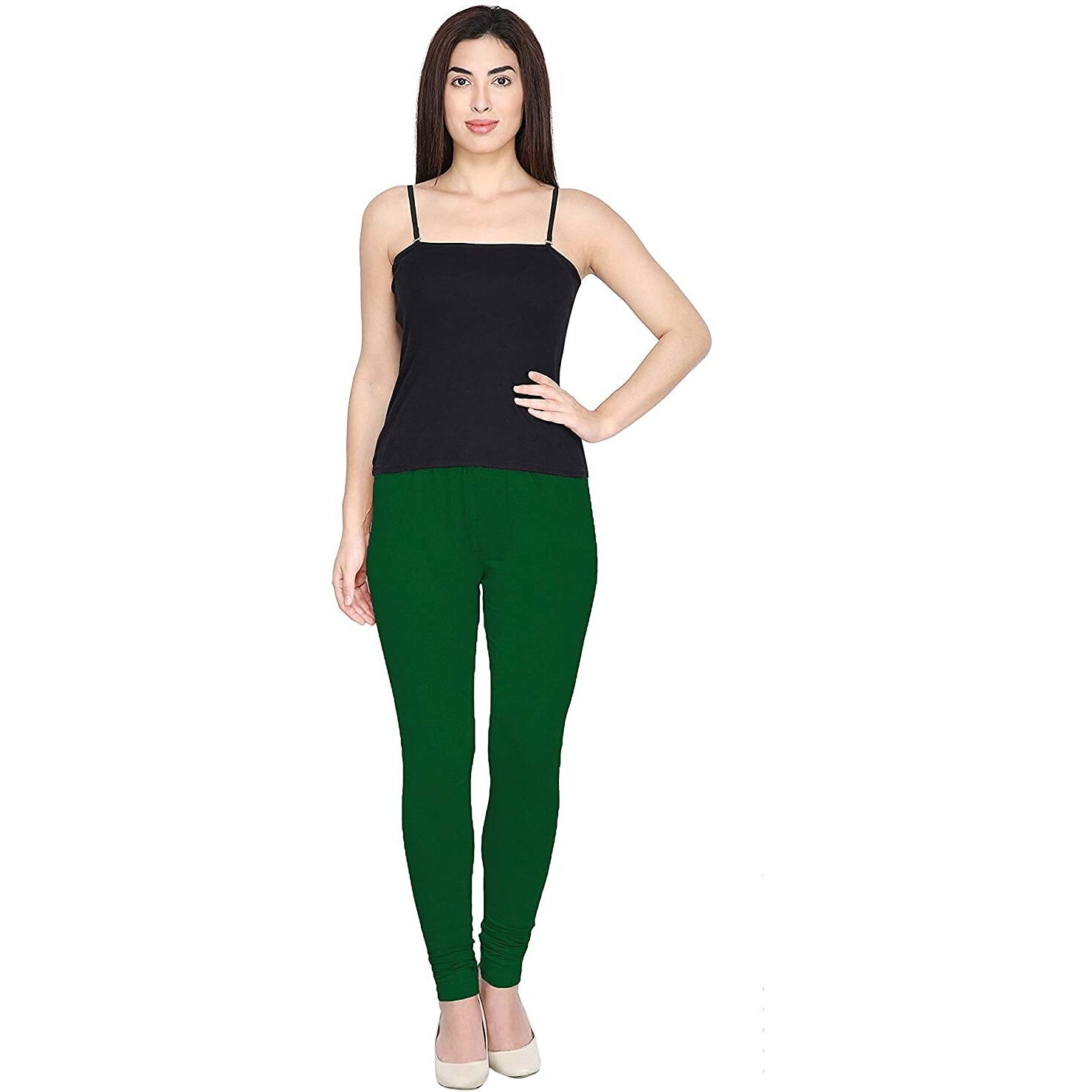 Shasmi Women's Stretch Leggings Com Chudidar Green Dark 115 M