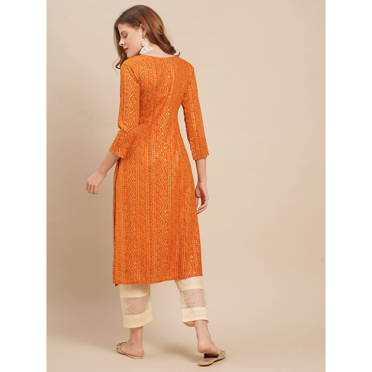 Fashor Women's Rayon Embroidered Straight Kurta (KA321A-2282210104_Deep Yellow