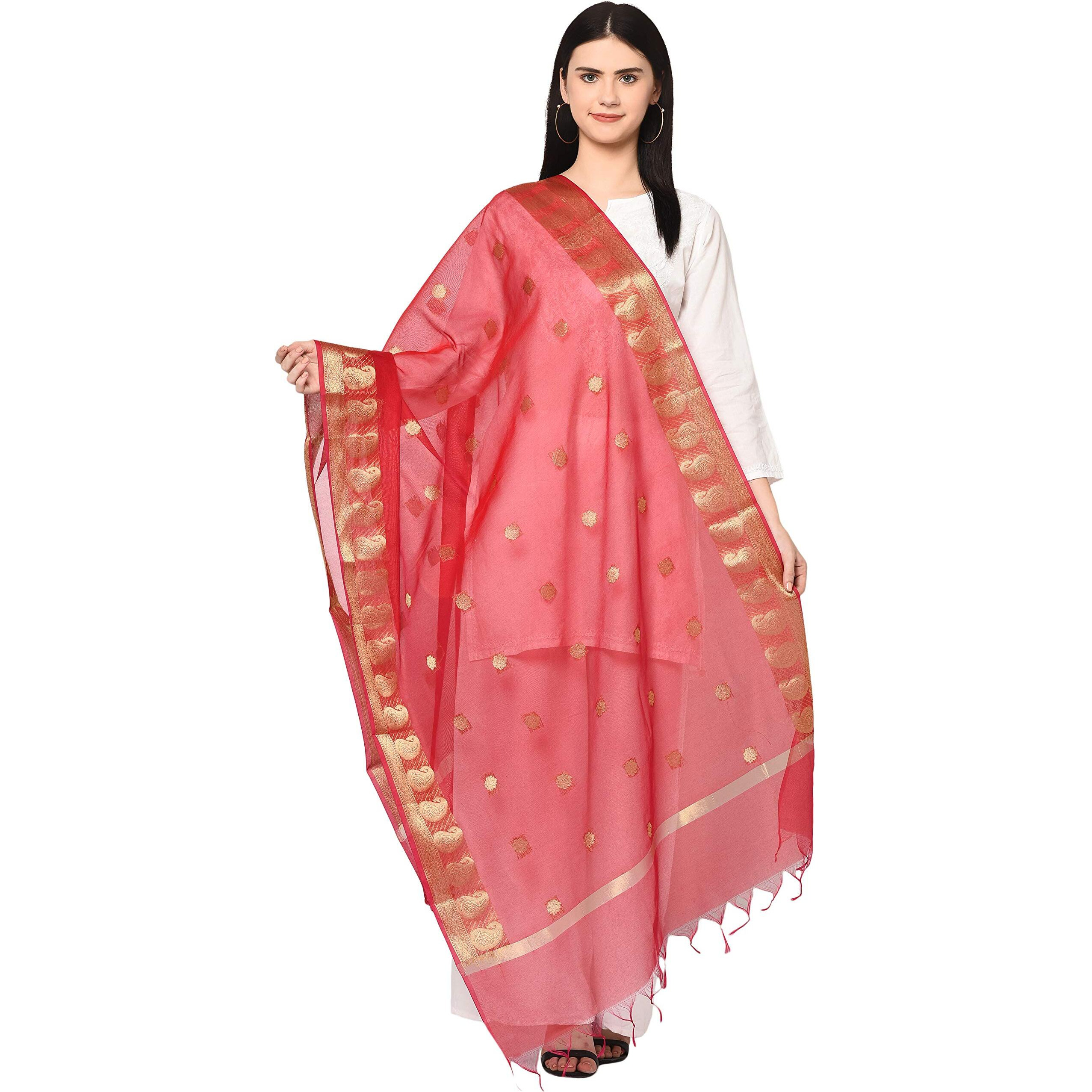Weavers Villa Women's Banarasi Poly Silk Woven Dupatta, 2.25 Mtrs