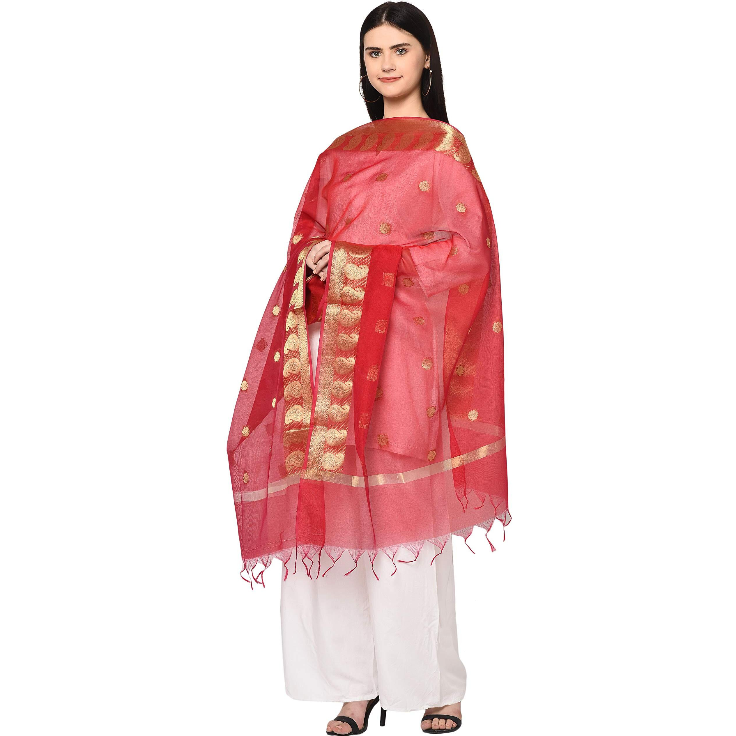 Weavers Villa Women's Banarasi Poly Silk Woven Dupatta, 2.25 Mtrs