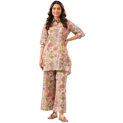 DHRUVI TRENDZ Womens Rayon Co-ord Set Regular Fit Casual (DT-W1850&TR907_Multicolor_S)