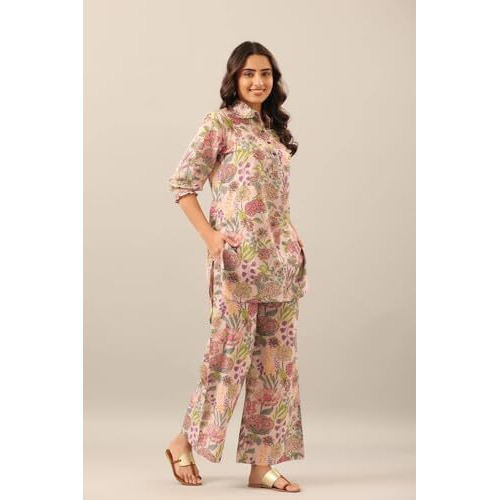 DHRUVI TRENDZ Womens Rayon Co-ord Set Regular Fit Casual (DT-W1850&TR907_Multicolor_S)