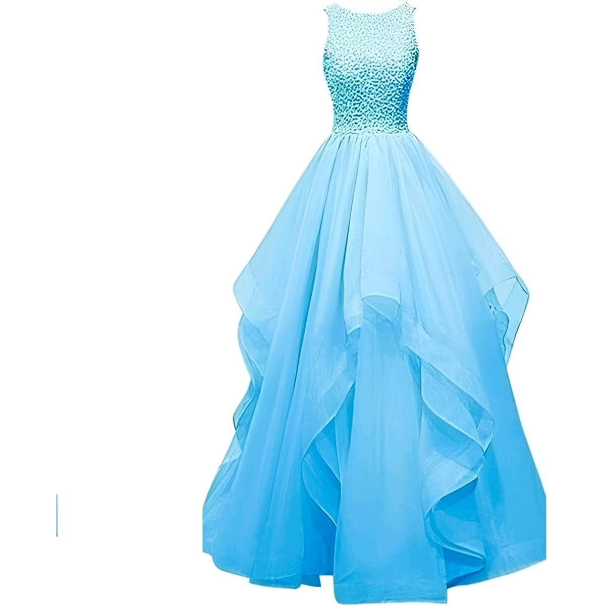 TILISM Soft Net Fabric Floor Length Sky Blue Gown for Women(Size-XL)