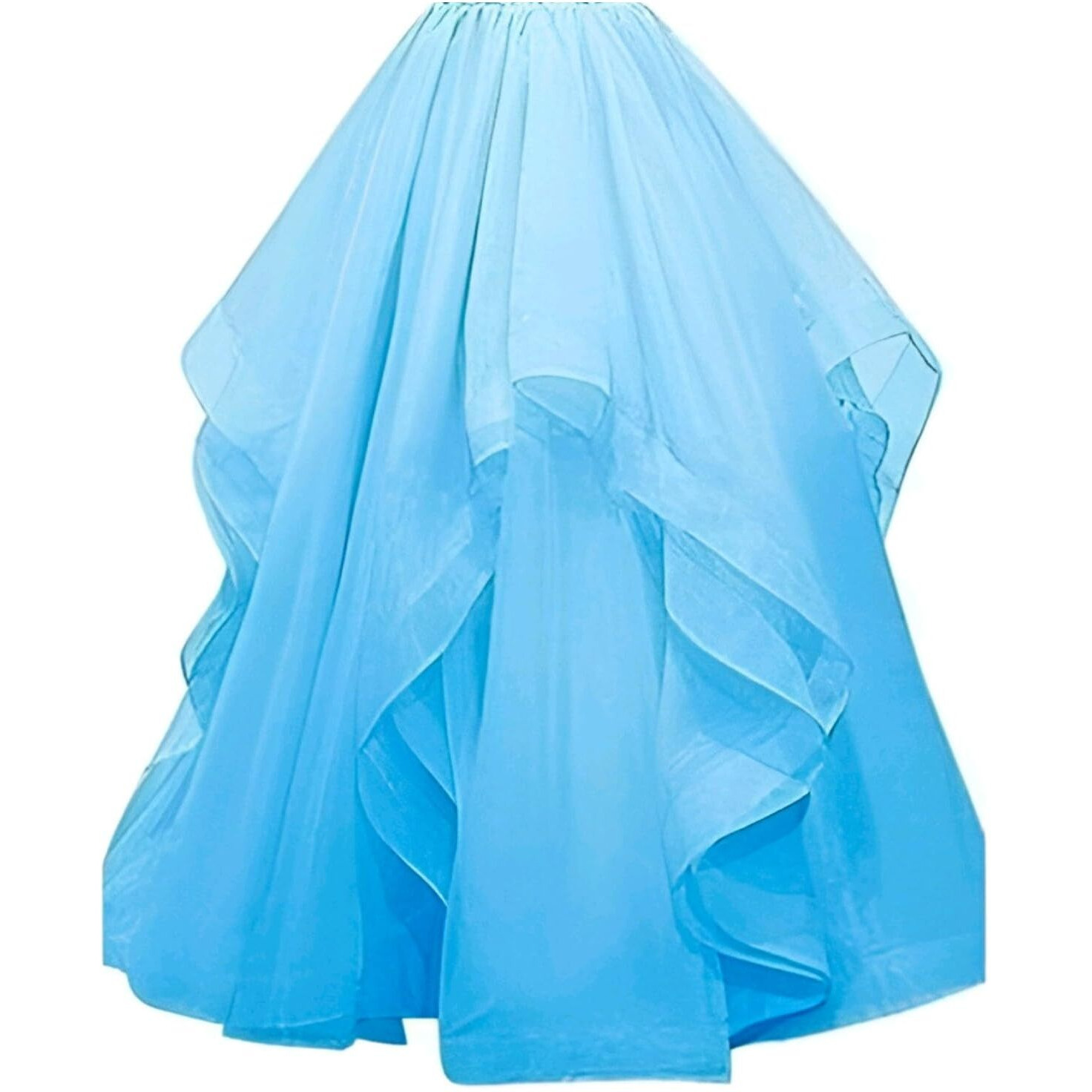 TILISM Soft Net Fabric Floor Length Sky Blue Gown for Women(Size-XL)