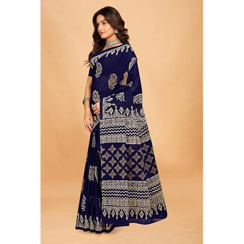 Tamaira Fashion Women's Plain Cotton Saree (2508_IndigoBlue_Indigo Blue)