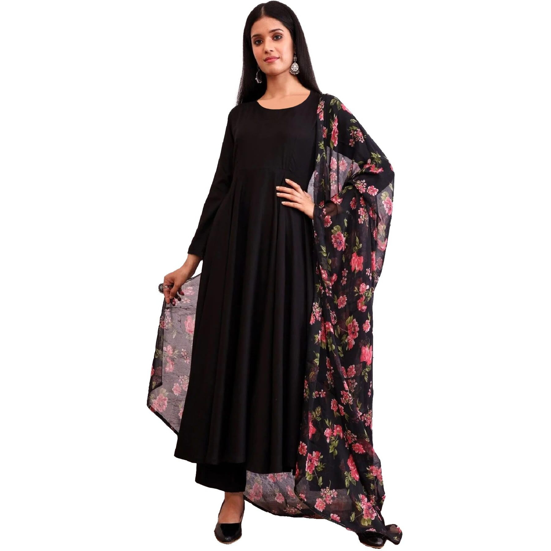 Toochki Salwar Suit Set For Women | Ethnic Salwar Suit for Women |Cotton Salwar Suit Set| Salwar Suit Set With Dupatta | Flared Salwar Suit | Black Salwar Suit Set