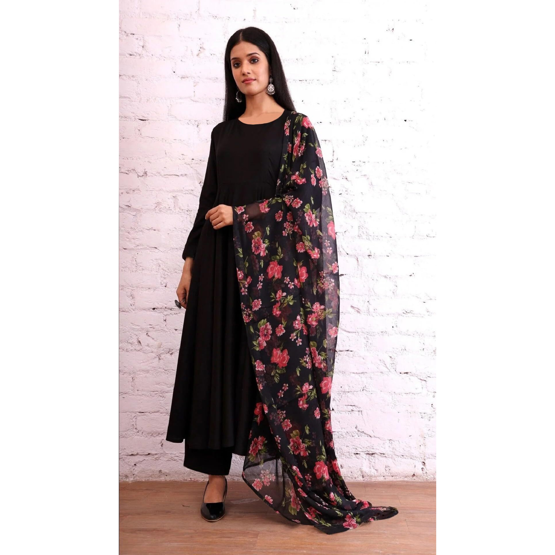 Toochki Salwar Suit Set For Women | Ethnic Salwar Suit for Women |Cotton Salwar Suit Set| Salwar Suit Set With Dupatta | Flared Salwar Suit | Black Salwar Suit Set