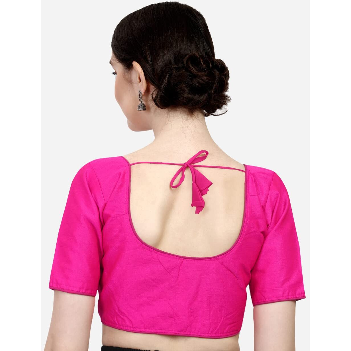 Nigel Designer Women's Silk Blend Floral Half Sleeves Fitted Blouse (Kangana Pink 38)