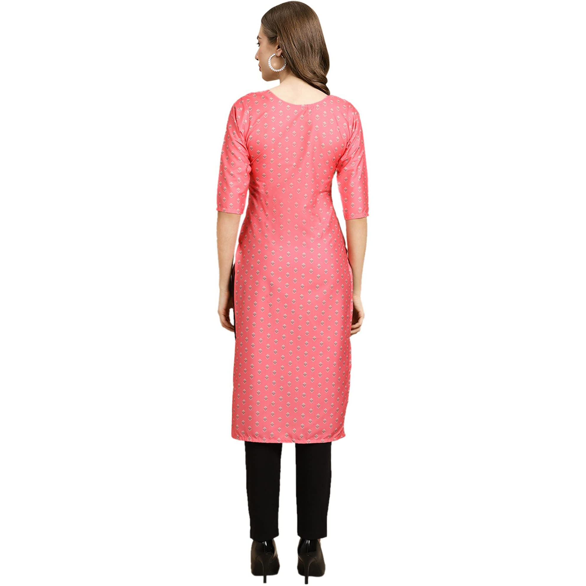 Pinkmint Women's Crepe Digital Print Straight Kurta [Pack of 5](NV-363-371-358-390-386-L)