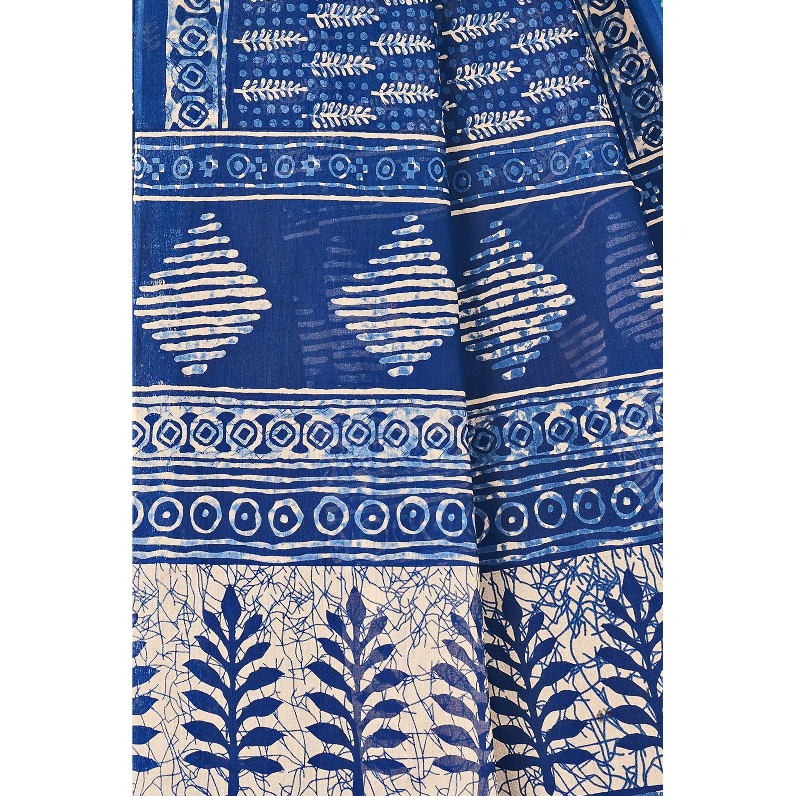 Tamaira Fashion Women's Plain Cotton Saree (2499_IndigoBlue_Indigo Blue)