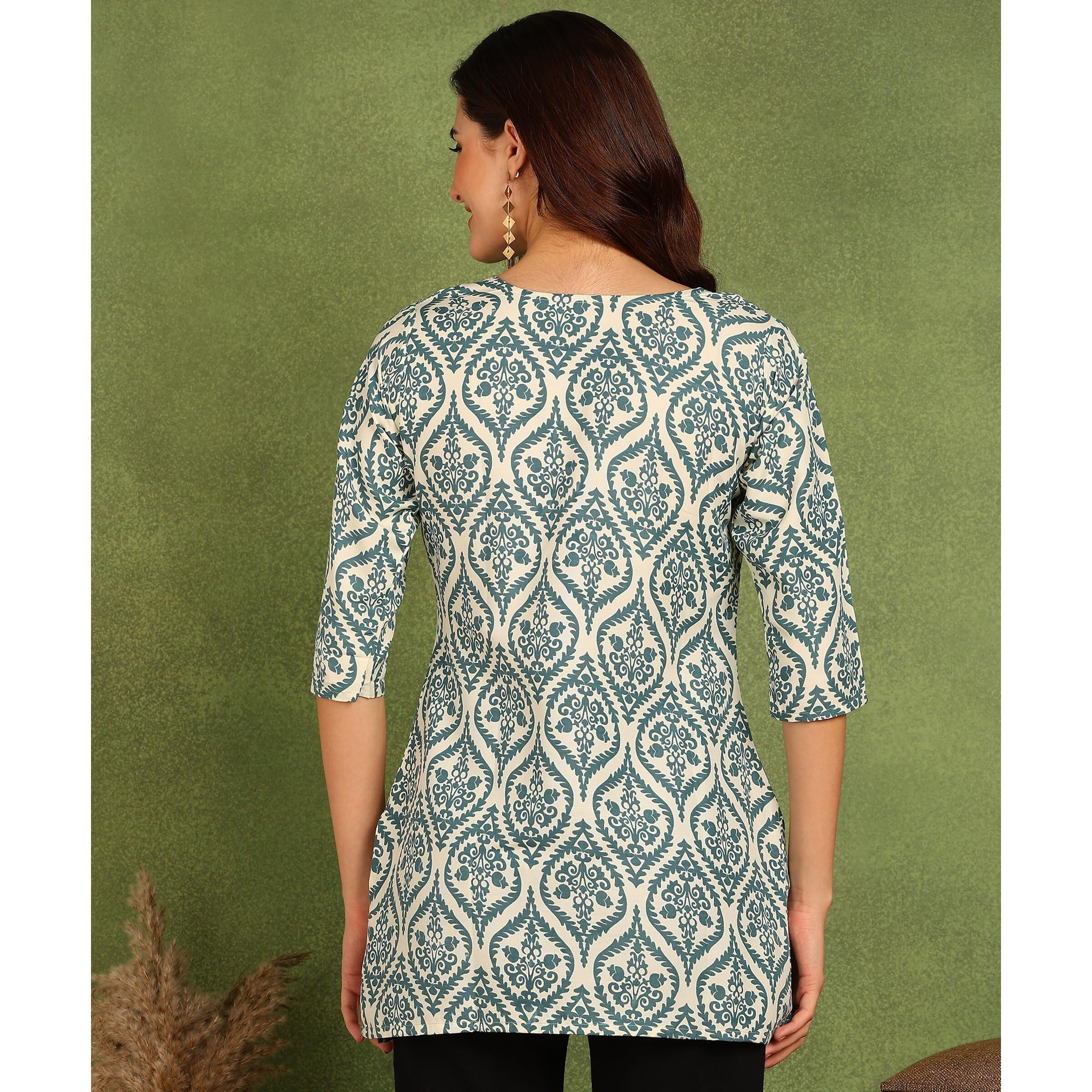 AAYLA Poly Rayon Peacock Color Short Kurti for Women&Girls