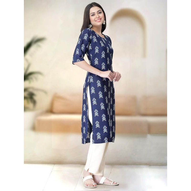 Pinkmint Straight Printed Kurti Party WERA Kurti Kurta Pant Set (Pack of 2)