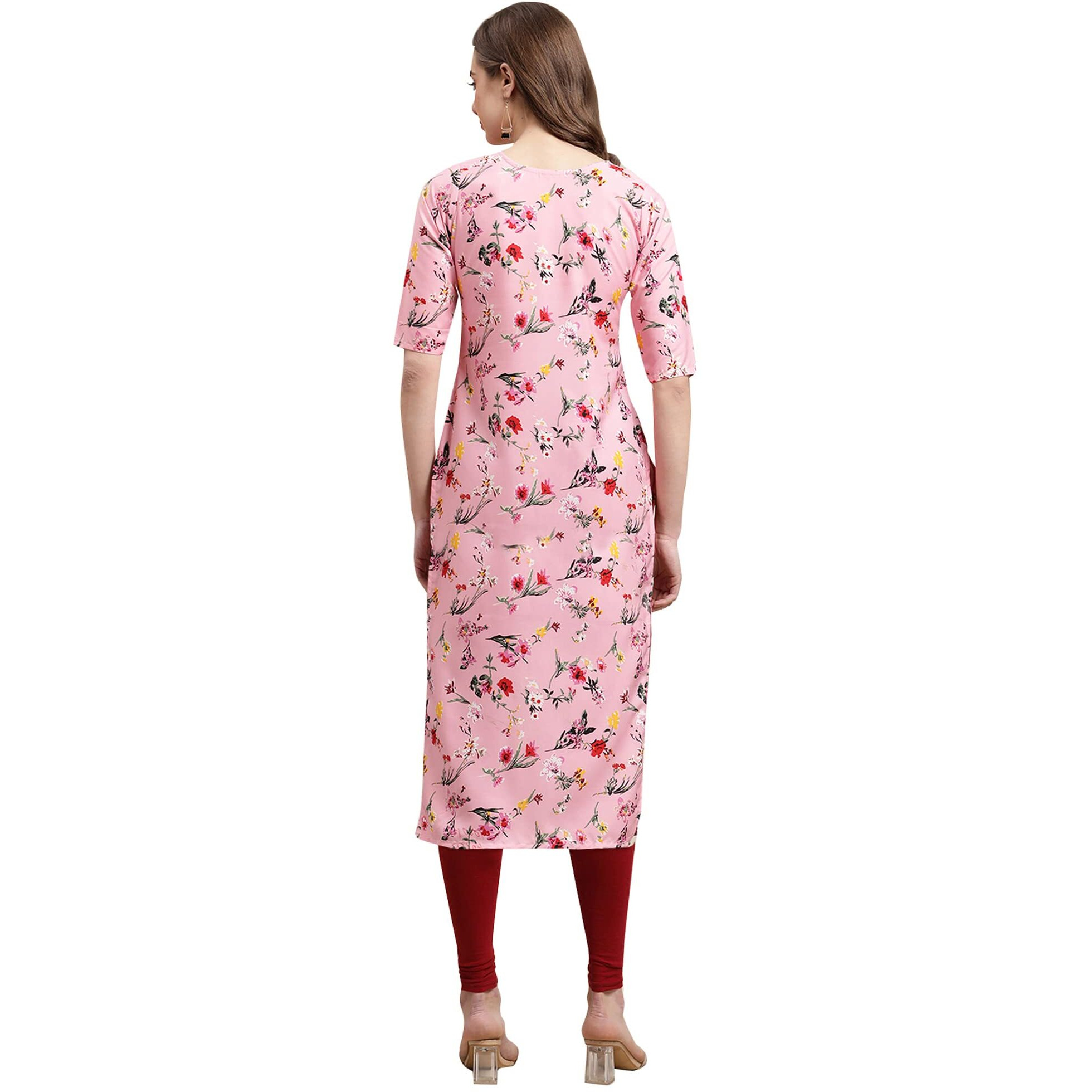 Pinkmint Women's Crepe Digital Print Straight Kurta Pack of 6