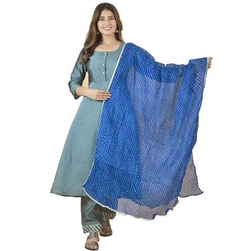 Nakoda Creation Kota Doriya Carbon Leheriya Print Dupatta For Women,Pack of 1