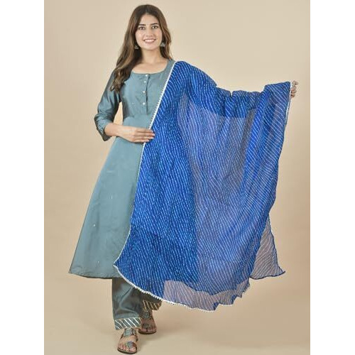 Nakoda Creation Kota Doriya Carbon Leheriya Print Dupatta For Women,Pack of 1