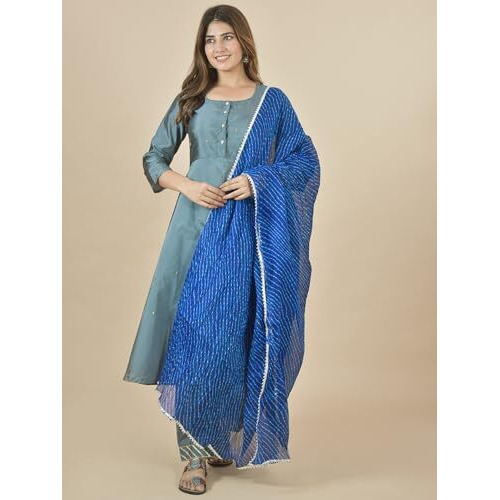 Nakoda Creation Kota Doriya Carbon Leheriya Print Dupatta For Women,Pack of 1