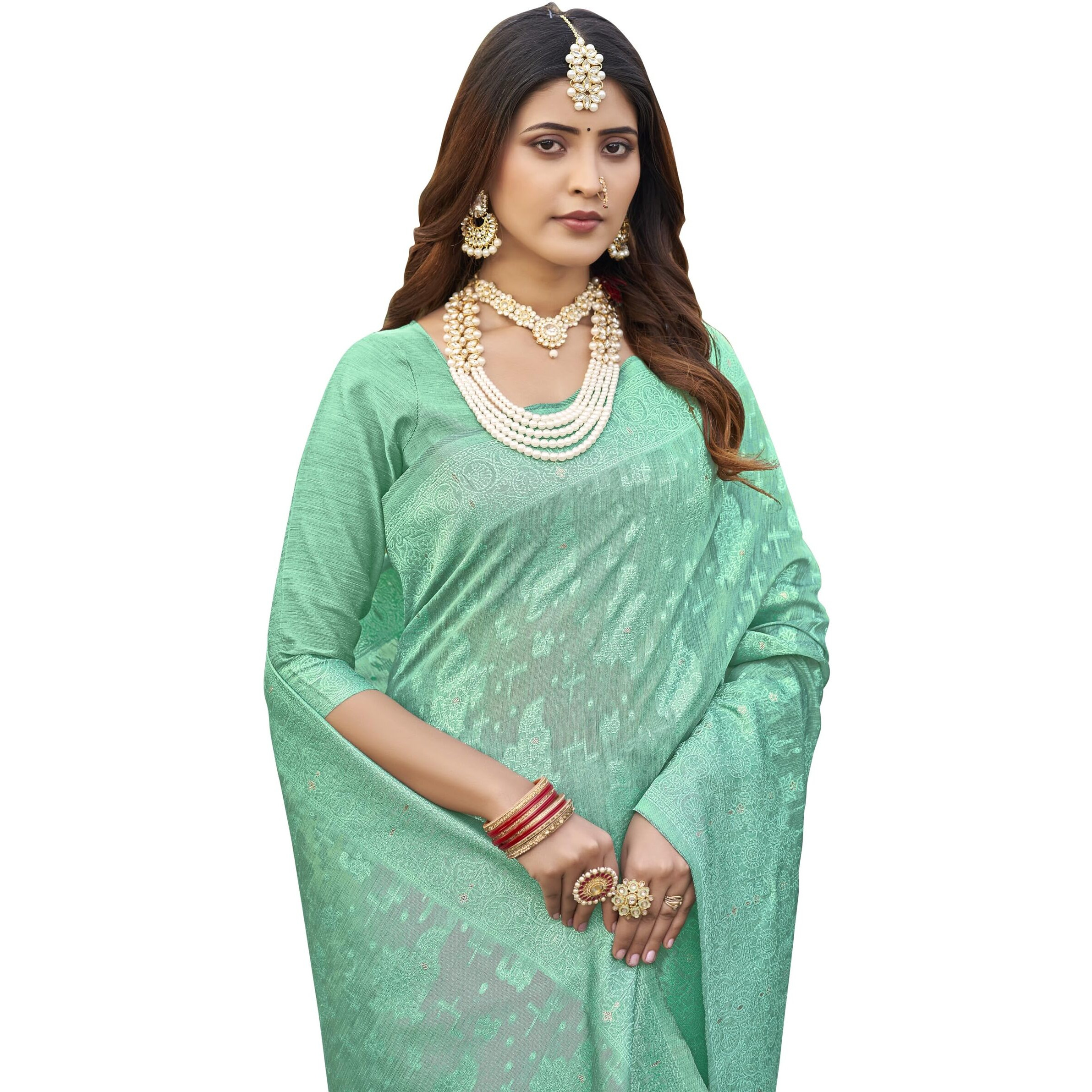 Glory Sarees Women's Banarasi Silk Saree With Blouse Piece (Mahi101_Firozi)