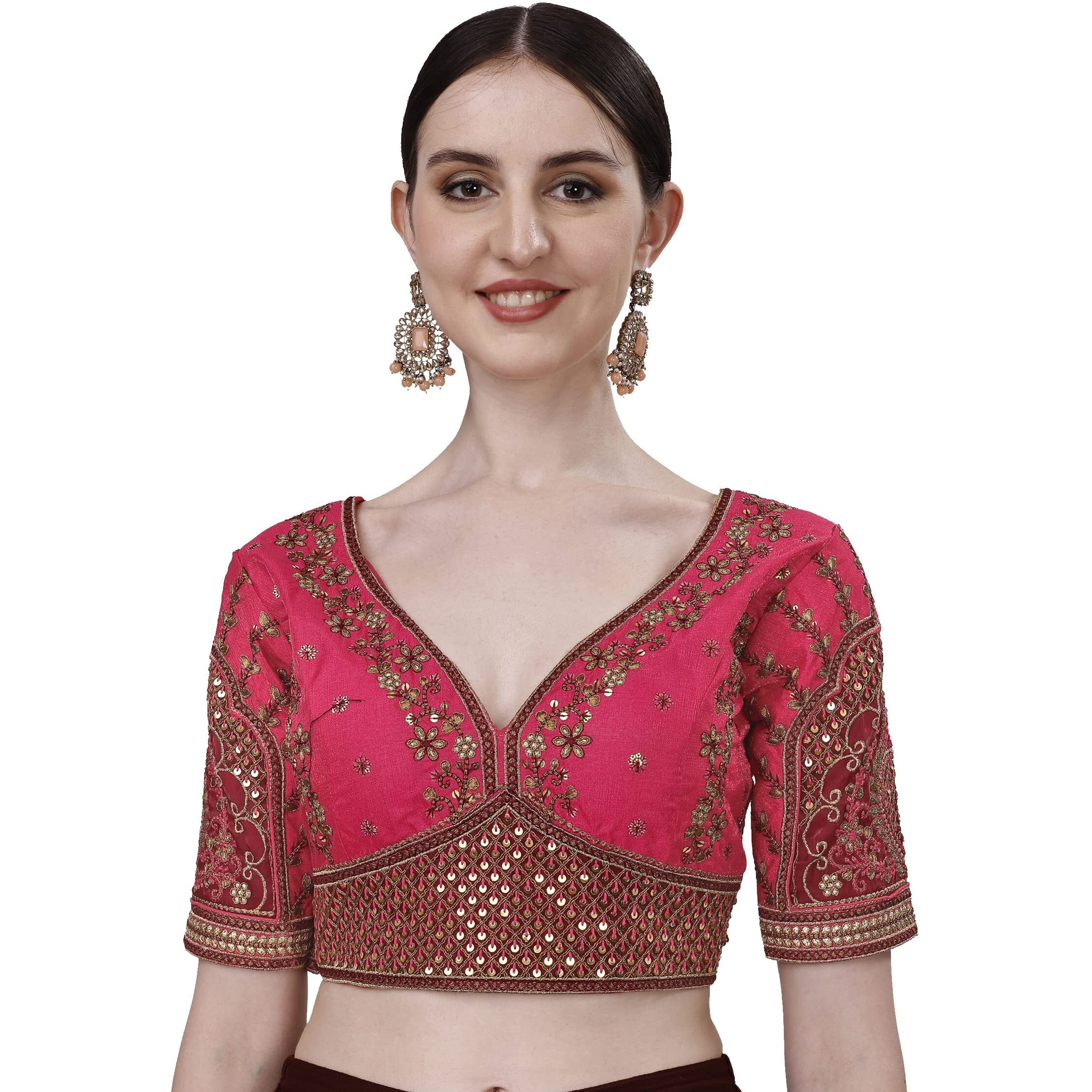 Nigel Designer Women's Phantom Silk Solid Half Sleeve Regular Blouse (Rajwadi Rani 42)